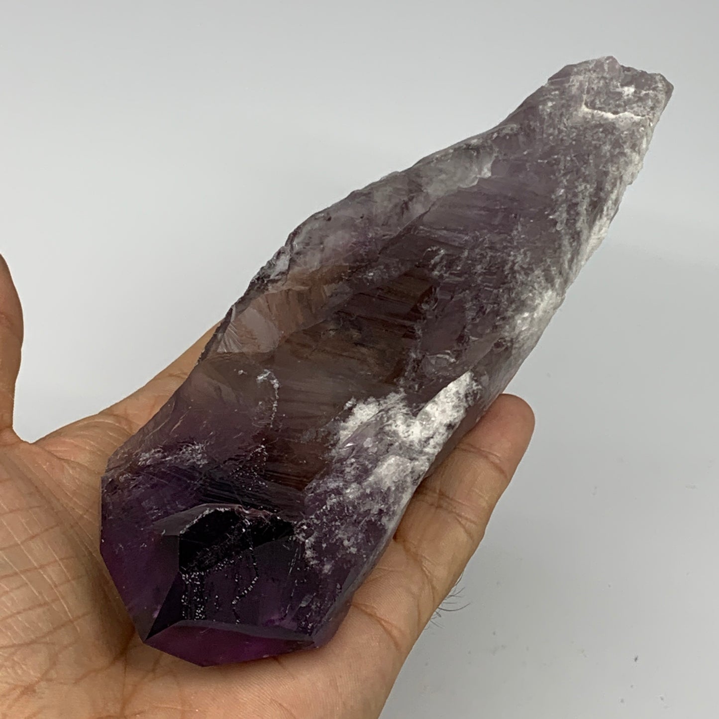 318.5g,7.75"x2"x1.3",Amethyst Point Polished Rough lower part from Brazil,B19110