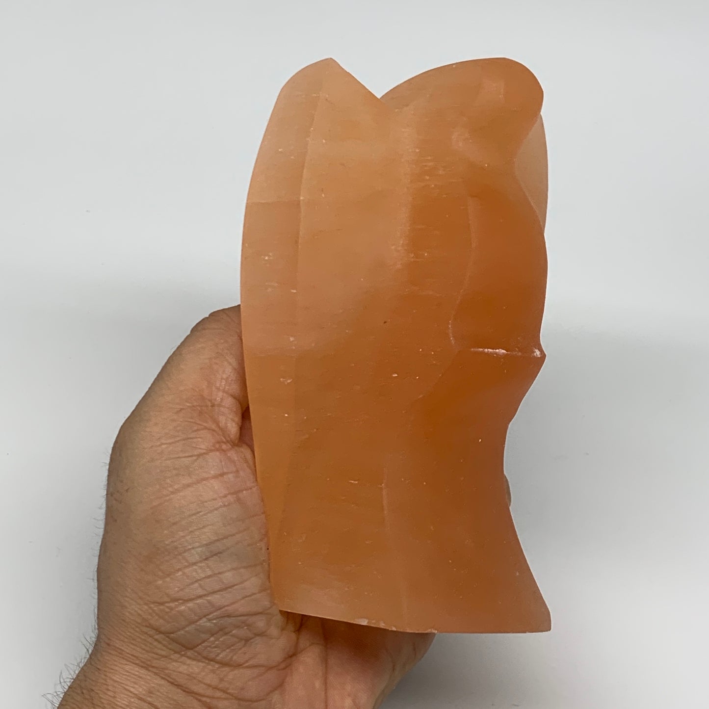 650g, 5"x3.1"x2.2" Orange Selenite (Satin Spar) Angel Crystal @Morocco,B9409