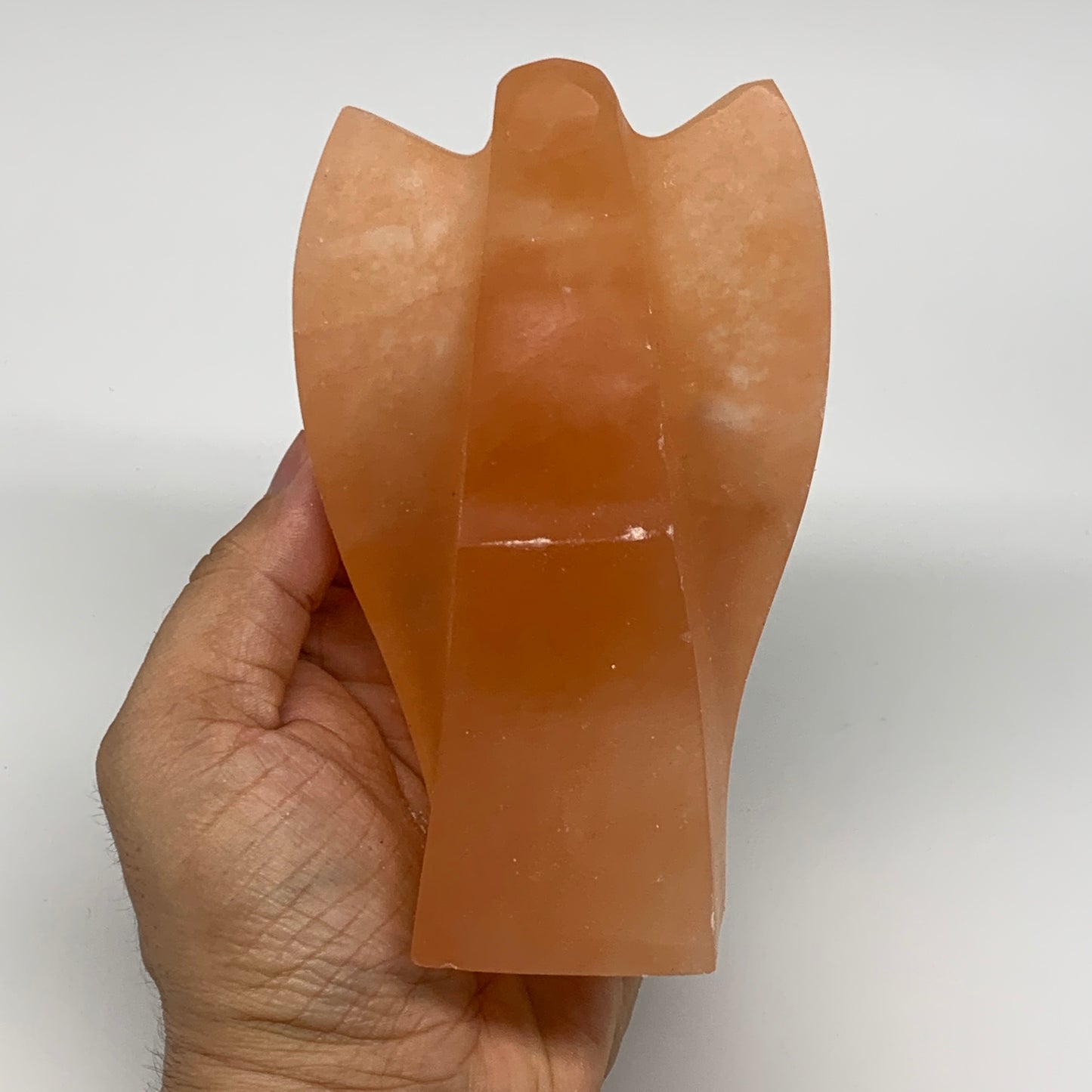 650g, 5"x3.1"x2.2" Orange Selenite (Satin Spar) Angel Crystal @Morocco,B9409