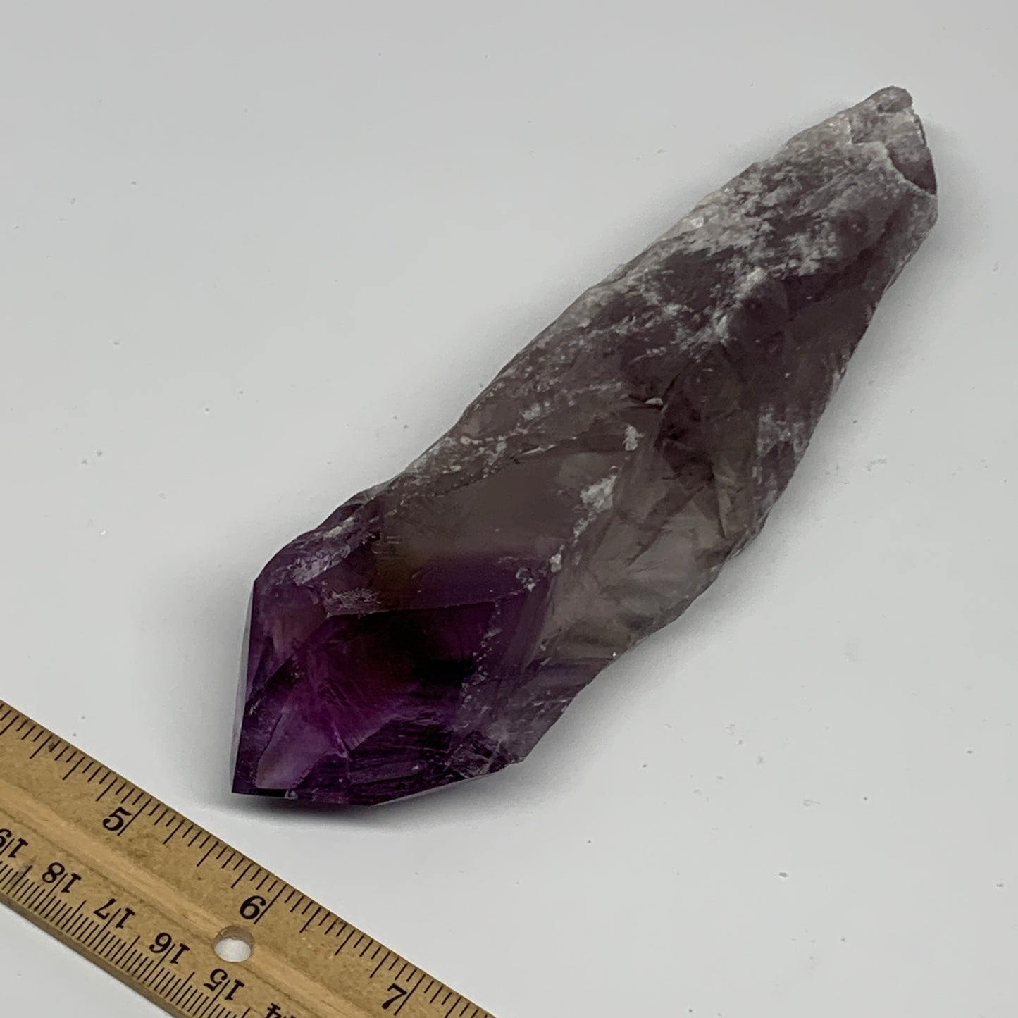 318.5g,7.75"x2"x1.3",Amethyst Point Polished Rough lower part from Brazil,B19110