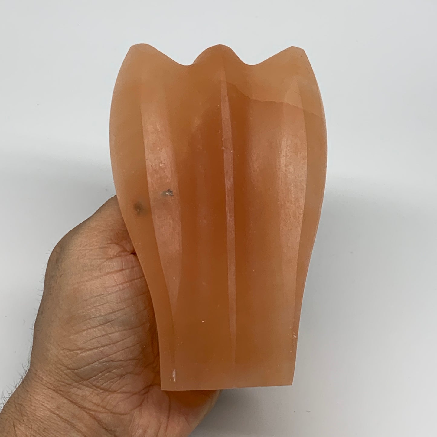 650g, 5"x3.1"x2.2" Orange Selenite (Satin Spar) Angel Crystal @Morocco,B9409