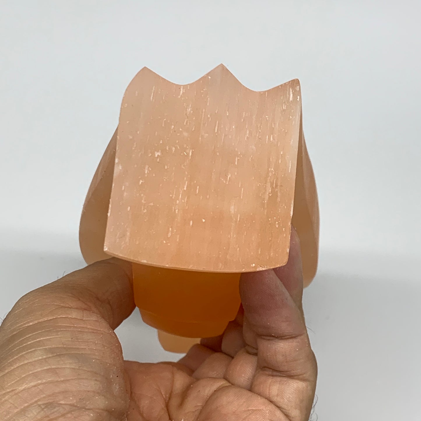 650g, 5"x3.1"x2.2" Orange Selenite (Satin Spar) Angel Crystal @Morocco,B9409