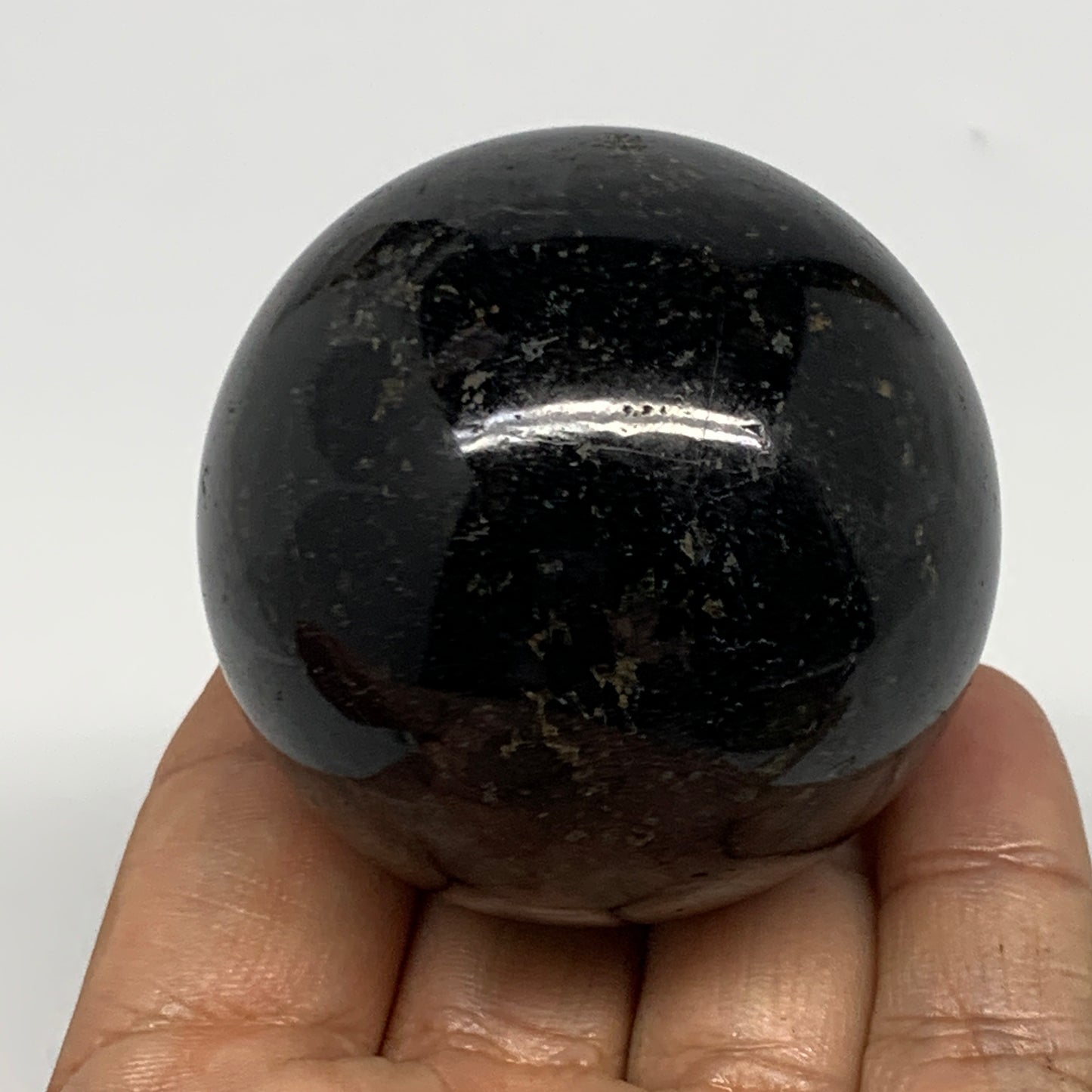 247.5g,2.1"(53mm), Natural Black Tourmaline Sphere Ball Gemstone @Brazil,B22390