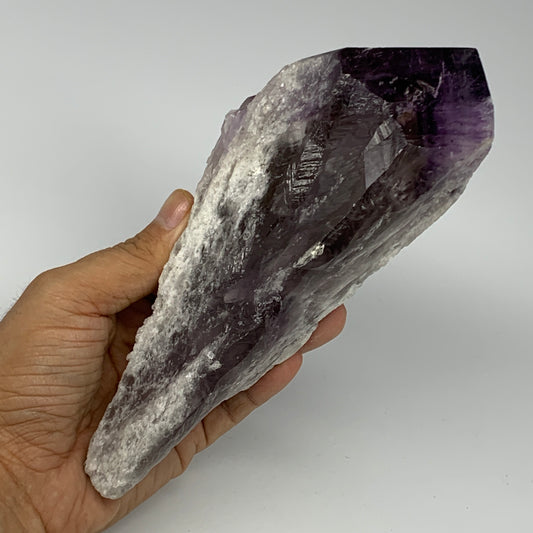 650g,7.5"x2.9"x2.3",Amethyst Point Polished Rough lower part from Brazil,B19112