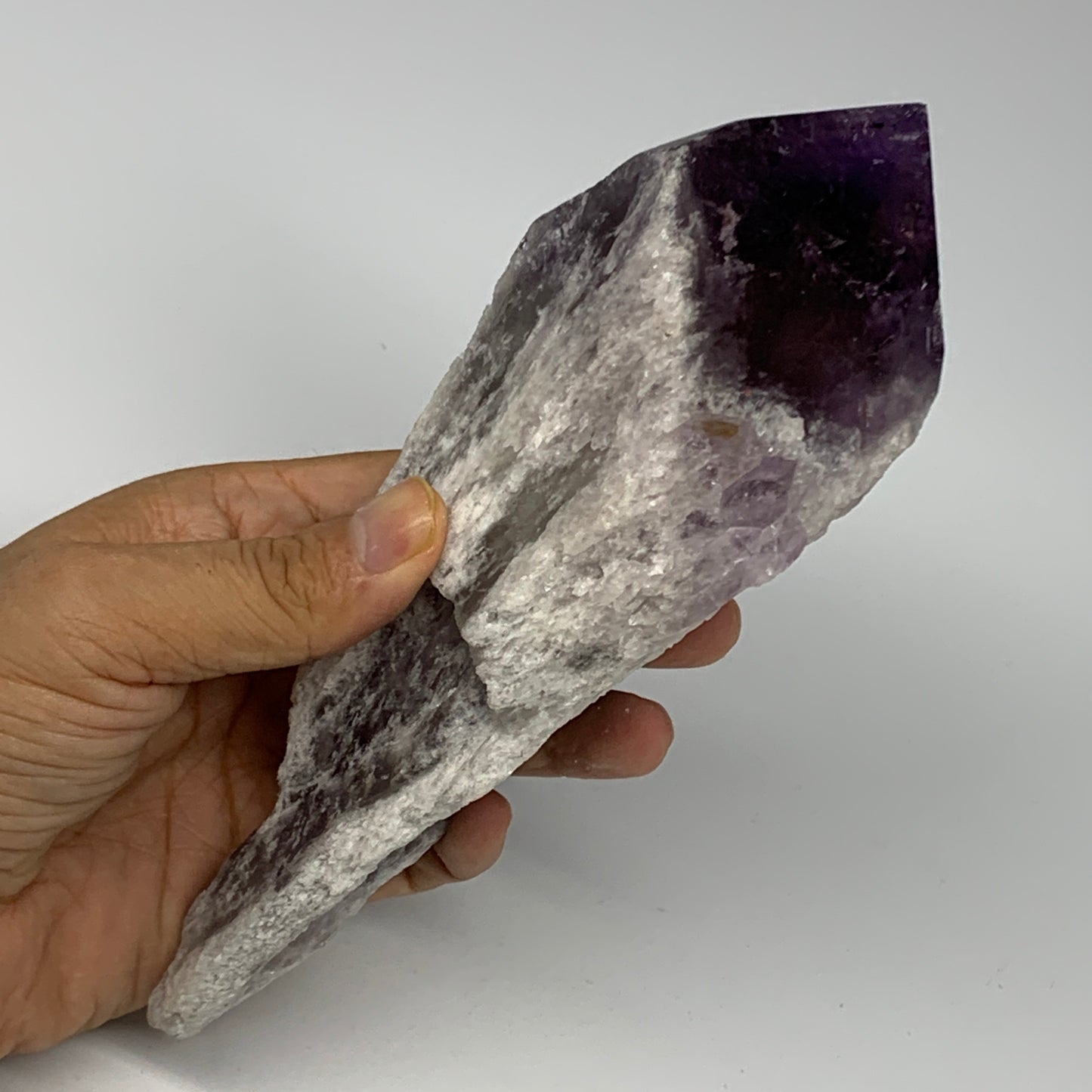 650g,7.5"x2.9"x2.3",Amethyst Point Polished Rough lower part from Brazil,B19112