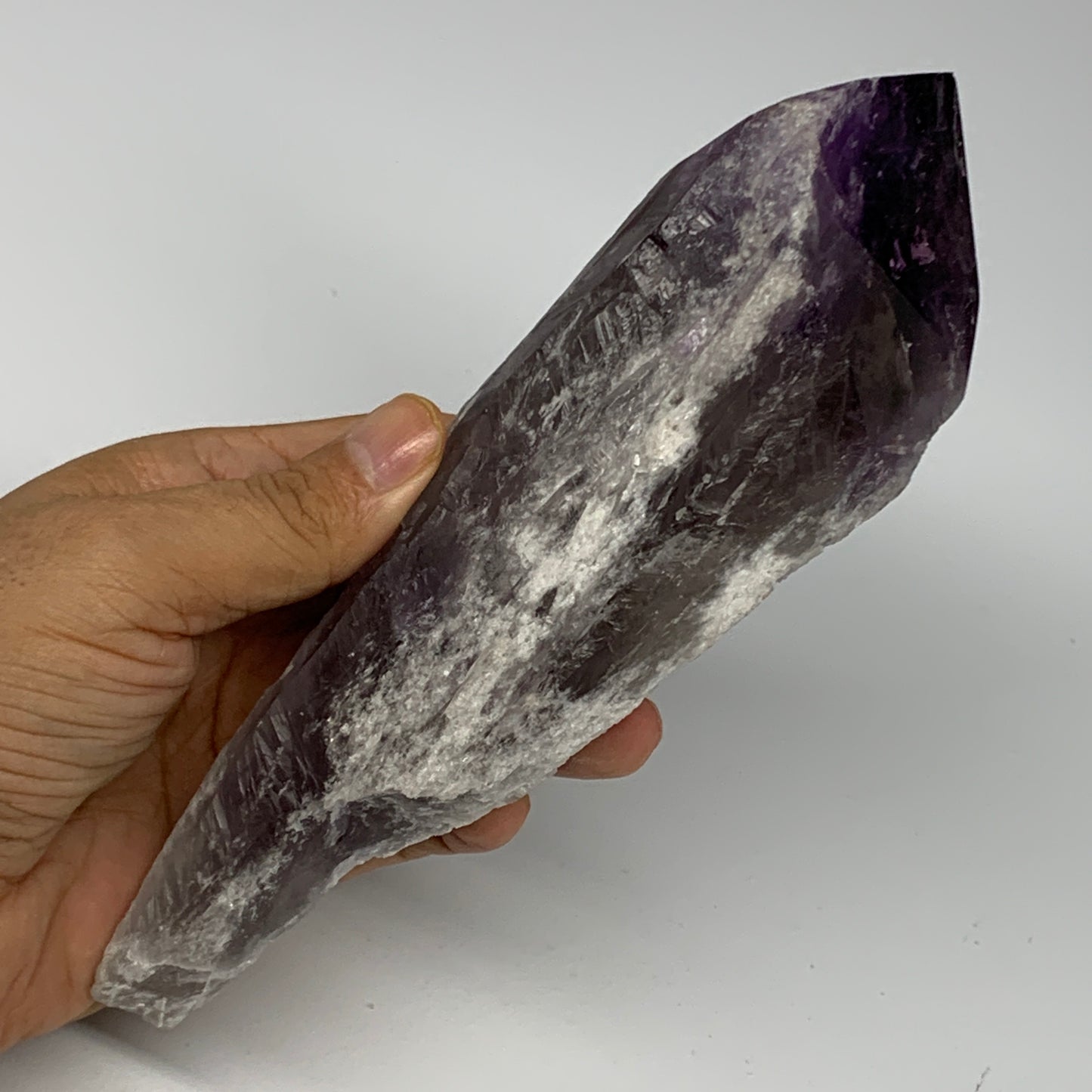 650g,7.5"x2.9"x2.3",Amethyst Point Polished Rough lower part from Brazil,B19112