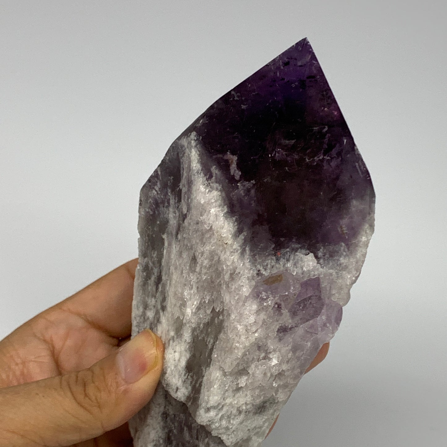 650g,7.5"x2.9"x2.3",Amethyst Point Polished Rough lower part from Brazil,B19112