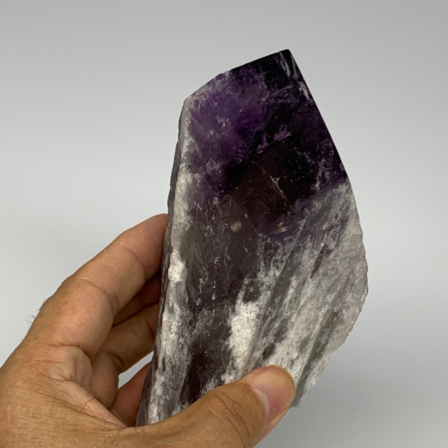 650g,7.5"x2.9"x2.3",Amethyst Point Polished Rough lower part from Brazil,B19112