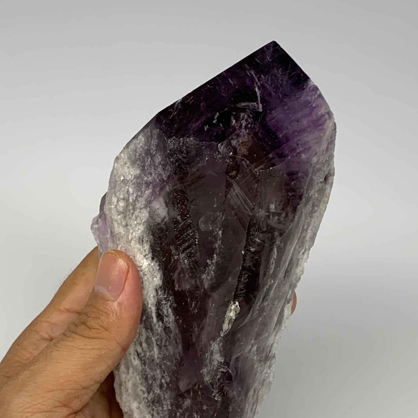 650g,7.5"x2.9"x2.3",Amethyst Point Polished Rough lower part from Brazil,B19112