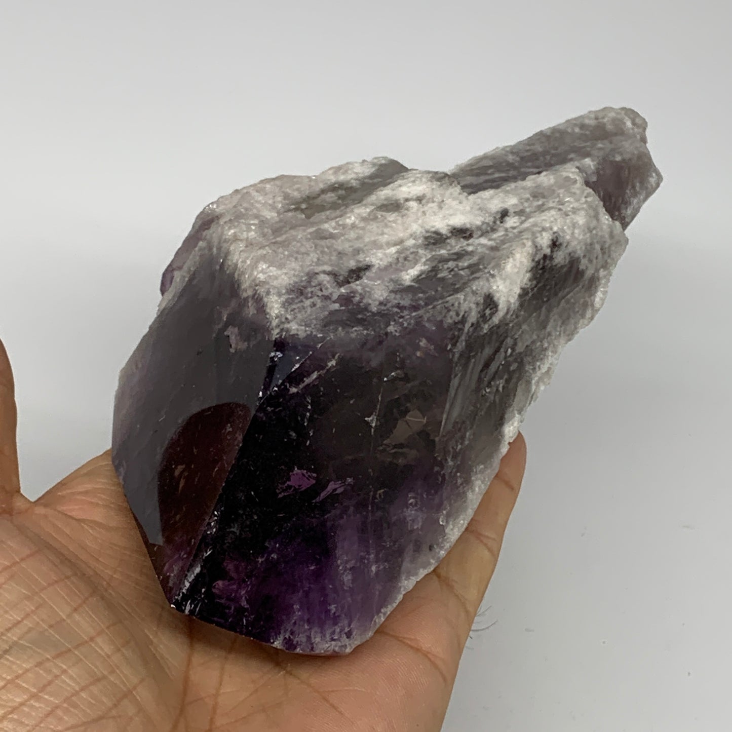 650g,7.5"x2.9"x2.3",Amethyst Point Polished Rough lower part from Brazil,B19112