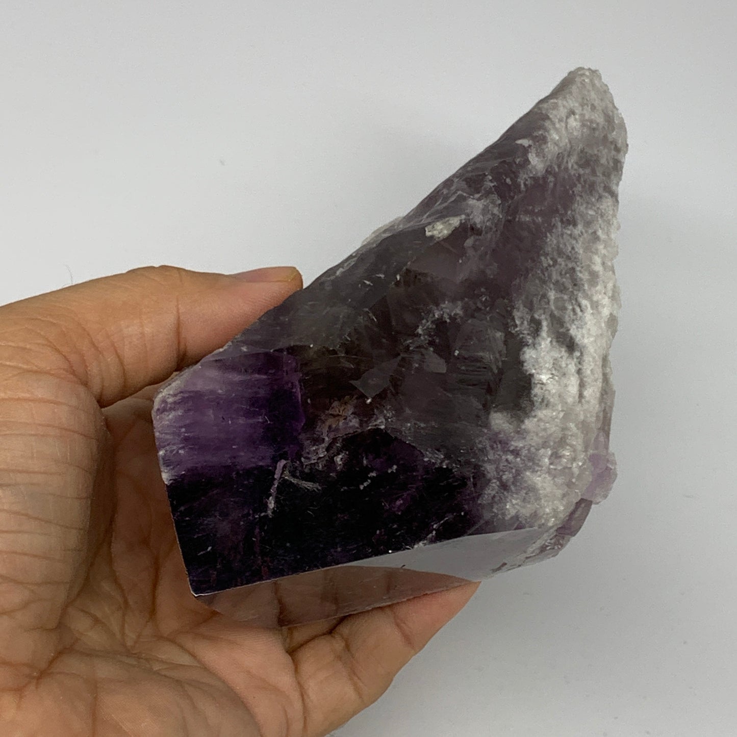 650g,7.5"x2.9"x2.3",Amethyst Point Polished Rough lower part from Brazil,B19112