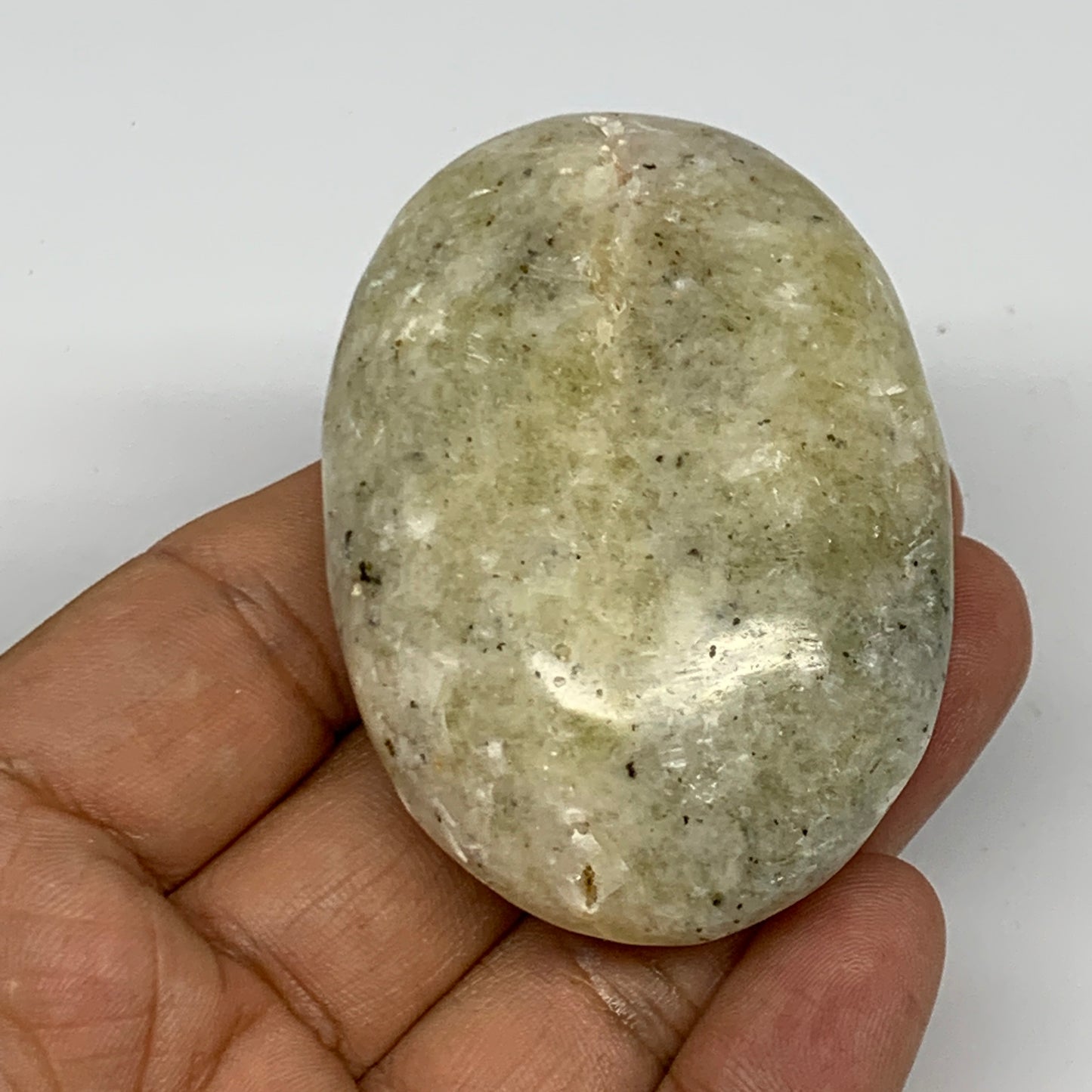 100.6g, 2.5"x1.8"x0.9", Natural Yellow Calcite Palm-Stone Crystal Polished Reiki