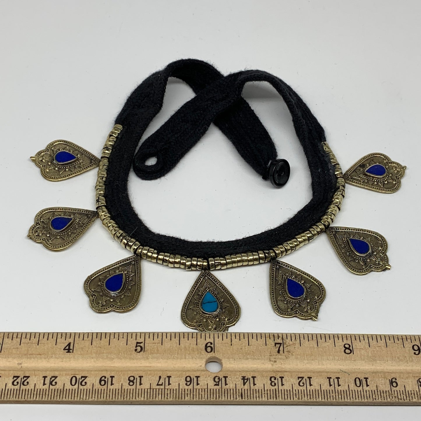 Turkmen Choker Vintage Afghan Kuchi Tribal Blue Lapis Lazuli Inlay Choker Neckla