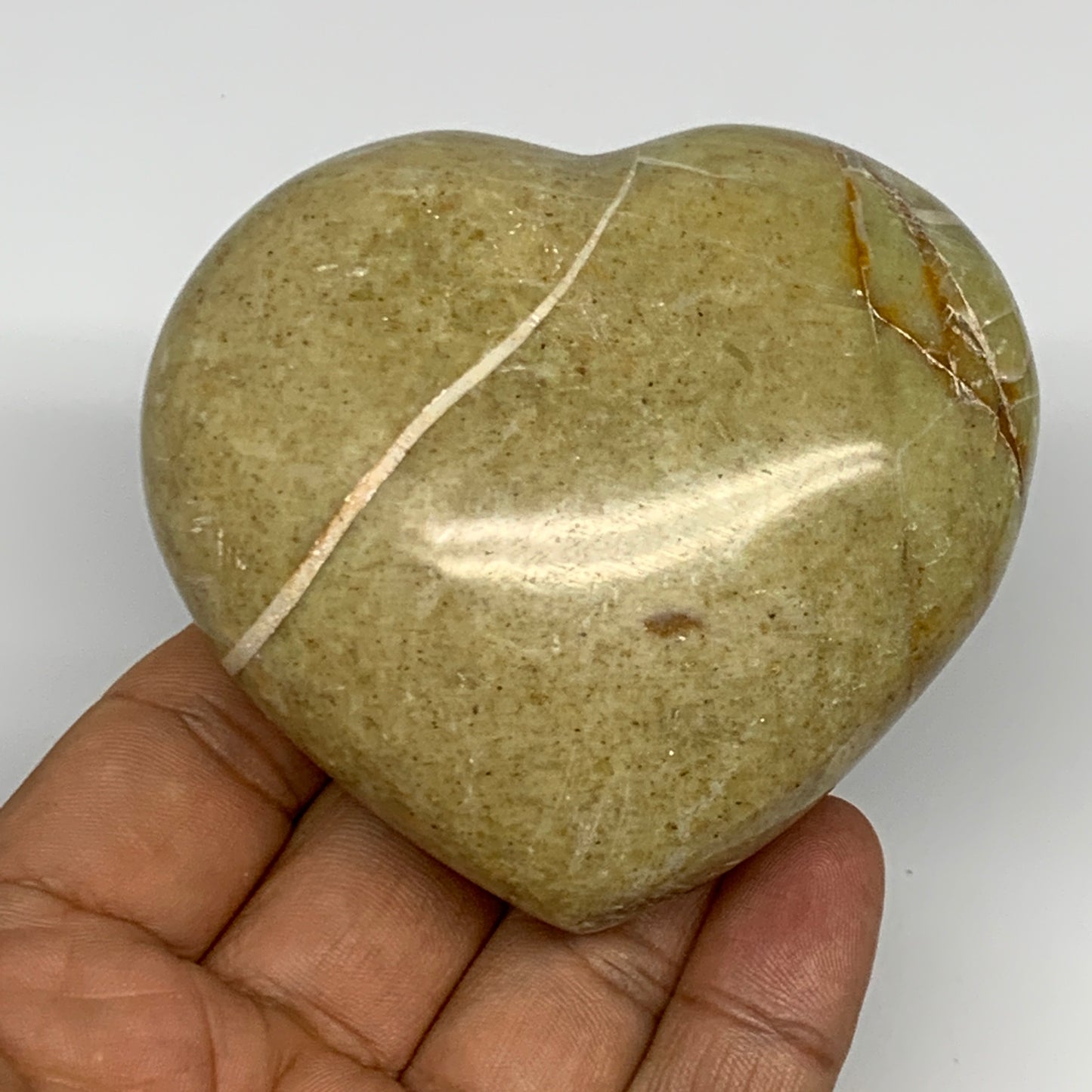 193.1g,2.6"x2.9"x1.4", Green Opal Heart Polished Gemstone @Madagascar, B17588