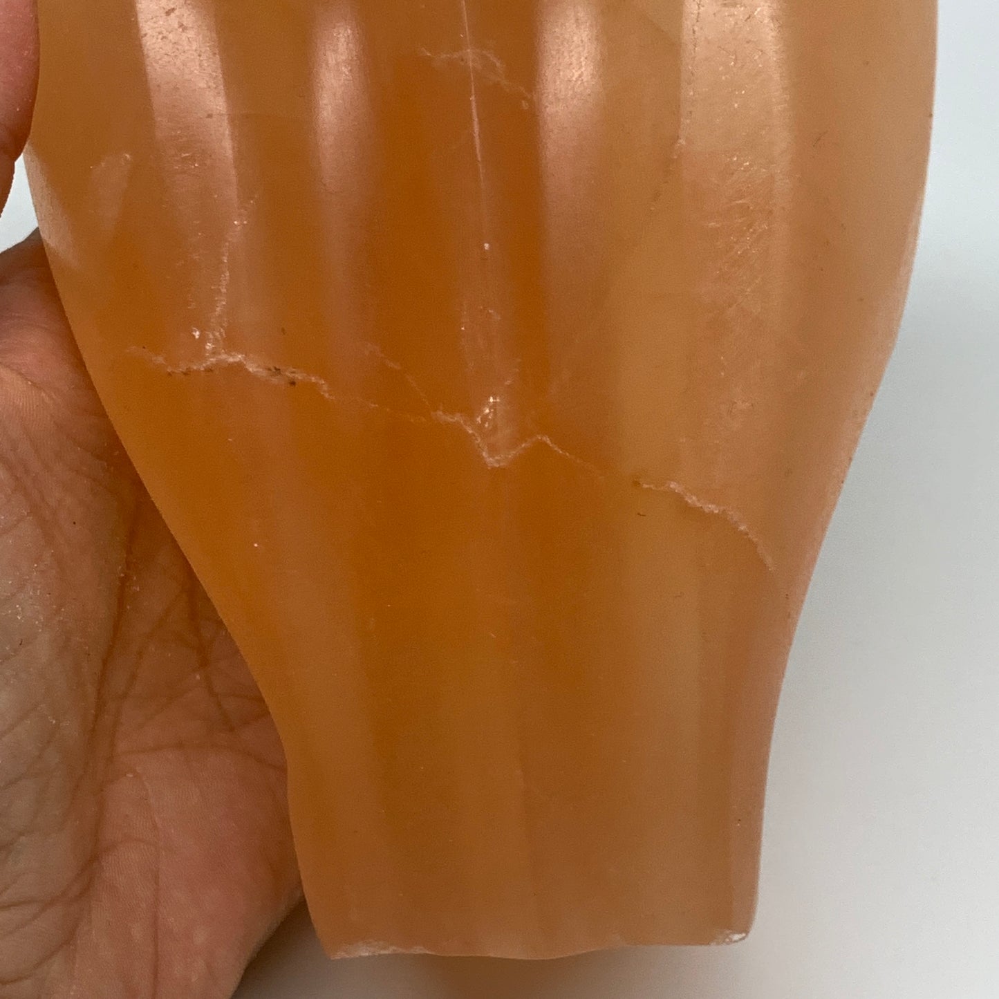 1038g, 5.3"x4"x2.9" Orange Selenite (Satin Spar) Angel Crystal @Morocco,B9414