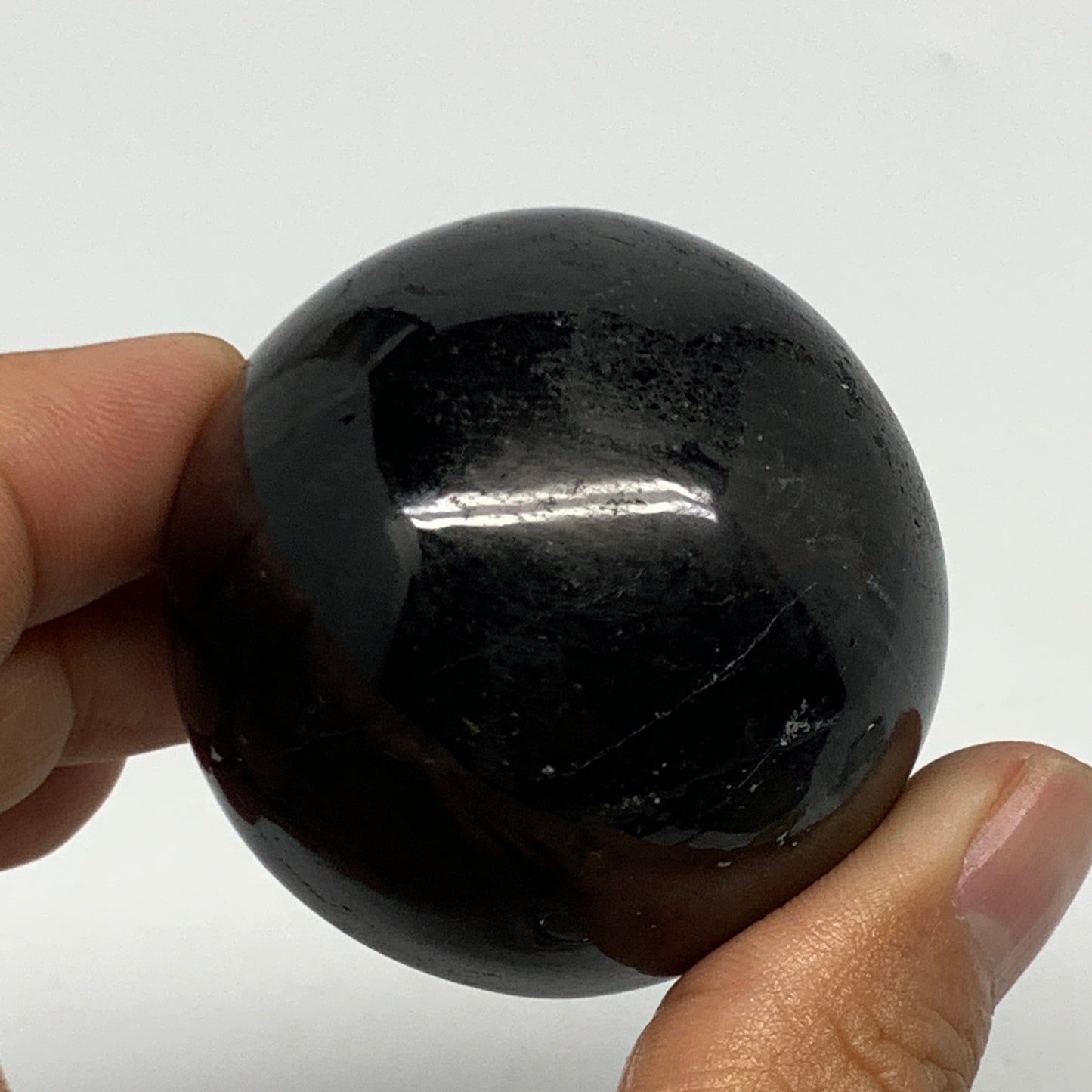 168.2g,1.8"(47mm), Natural Black Tourmaline Sphere Ball Gemstone @Brazil,B22395