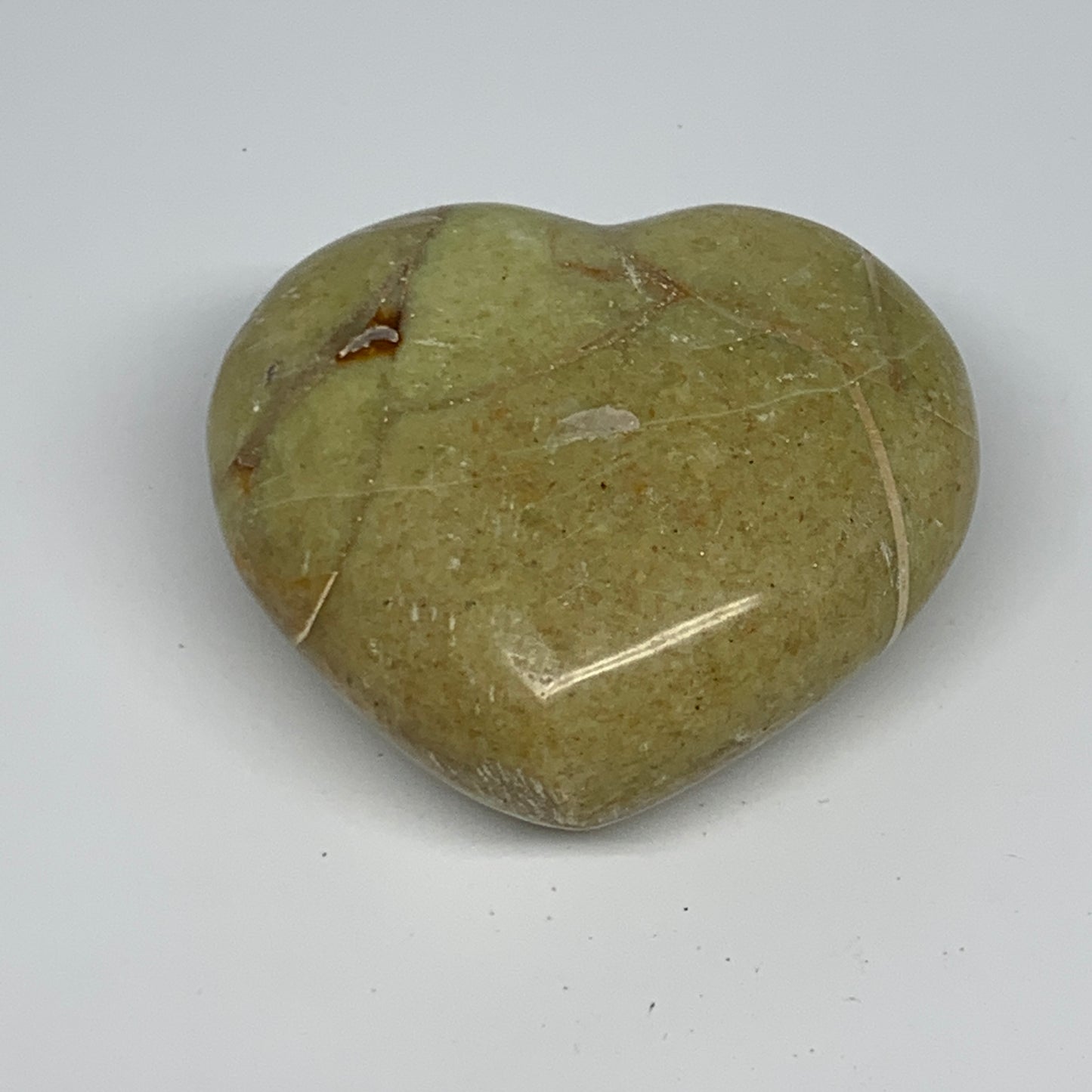 193.1g,2.6"x2.9"x1.4", Green Opal Heart Polished Gemstone @Madagascar, B17588