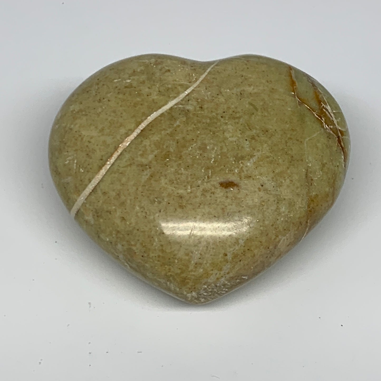 193.1g,2.6"x2.9"x1.4", Green Opal Heart Polished Gemstone @Madagascar, B17588