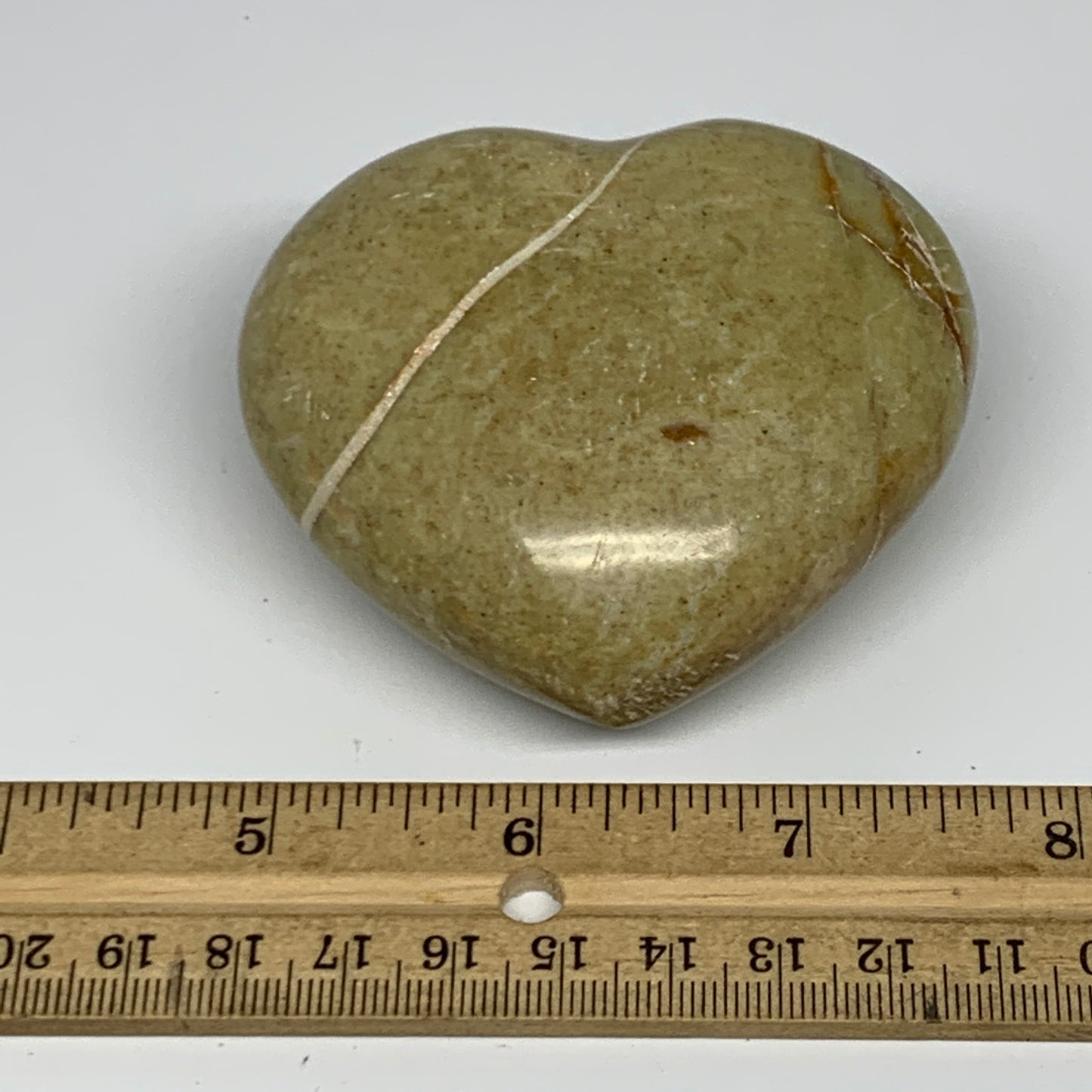 193.1g,2.6"x2.9"x1.4", Green Opal Heart Polished Gemstone @Madagascar, B17588