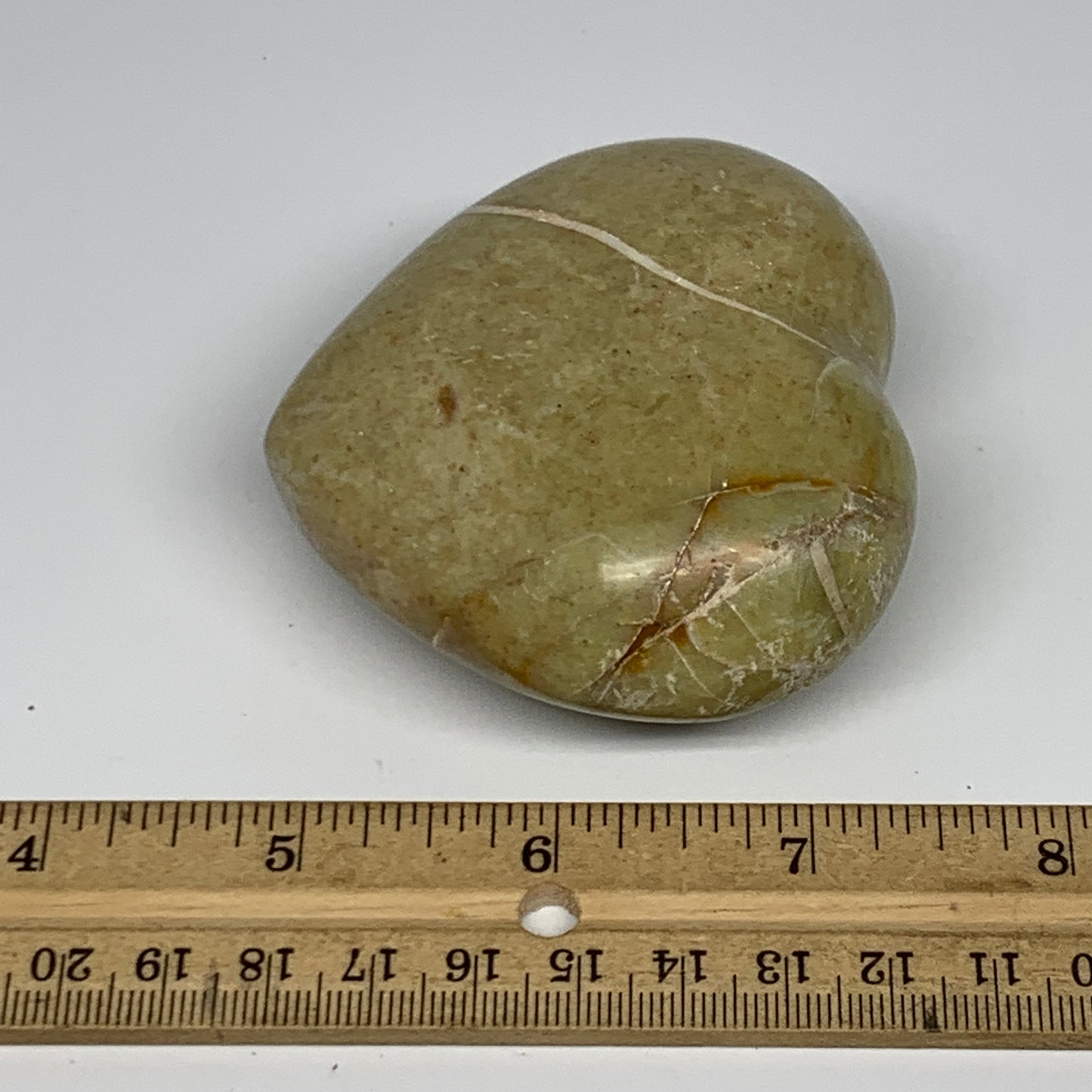 193.1g,2.6"x2.9"x1.4", Green Opal Heart Polished Gemstone @Madagascar, B17588