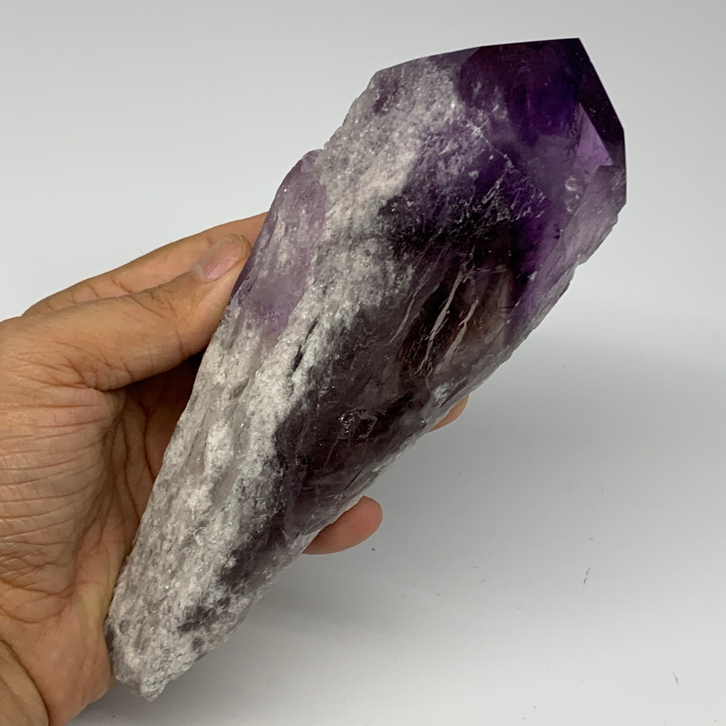 635g,6.2"x2.4"x2.1",Amethyst Point Polished Rough lower part from Brazil,B19117