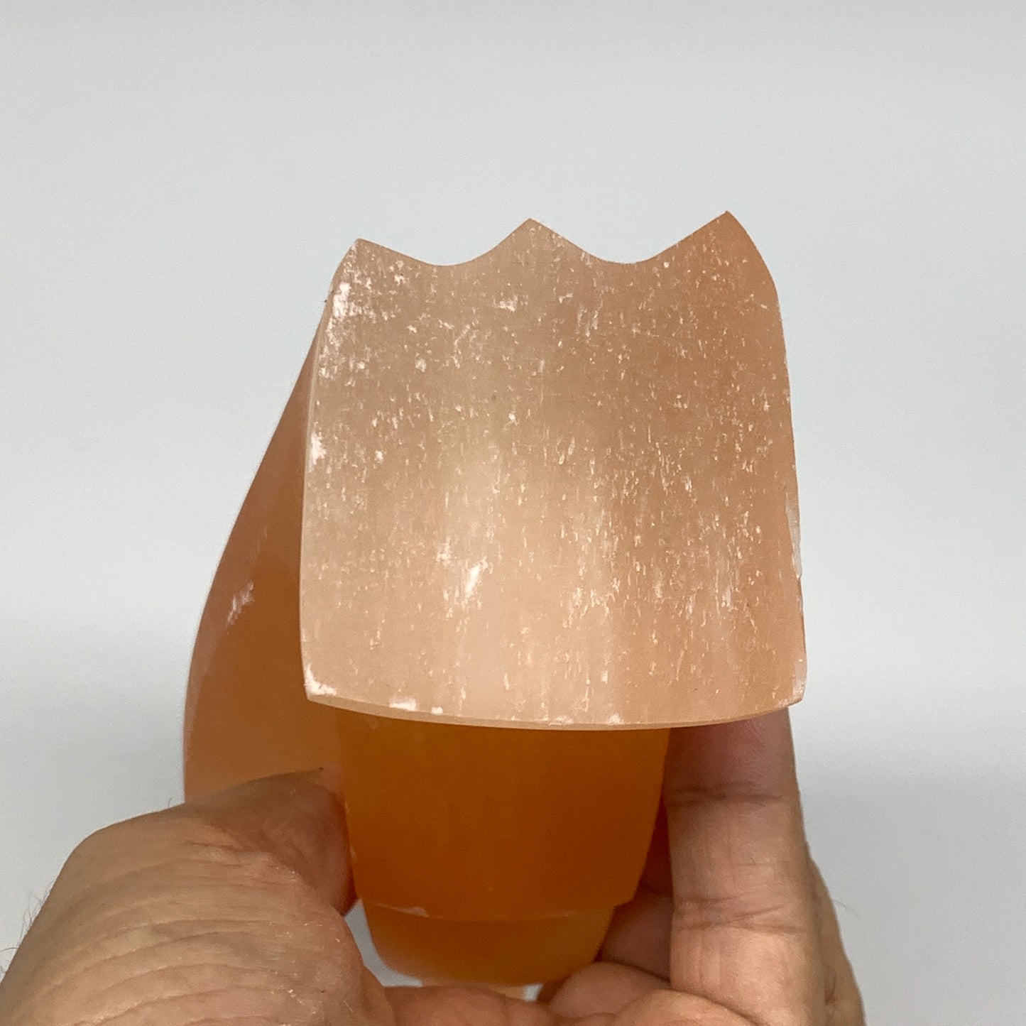 804g, 5.5"x3.1"x2.4" Orange Selenite (Satin Spar) Angel Crystal @Morocco,B9415