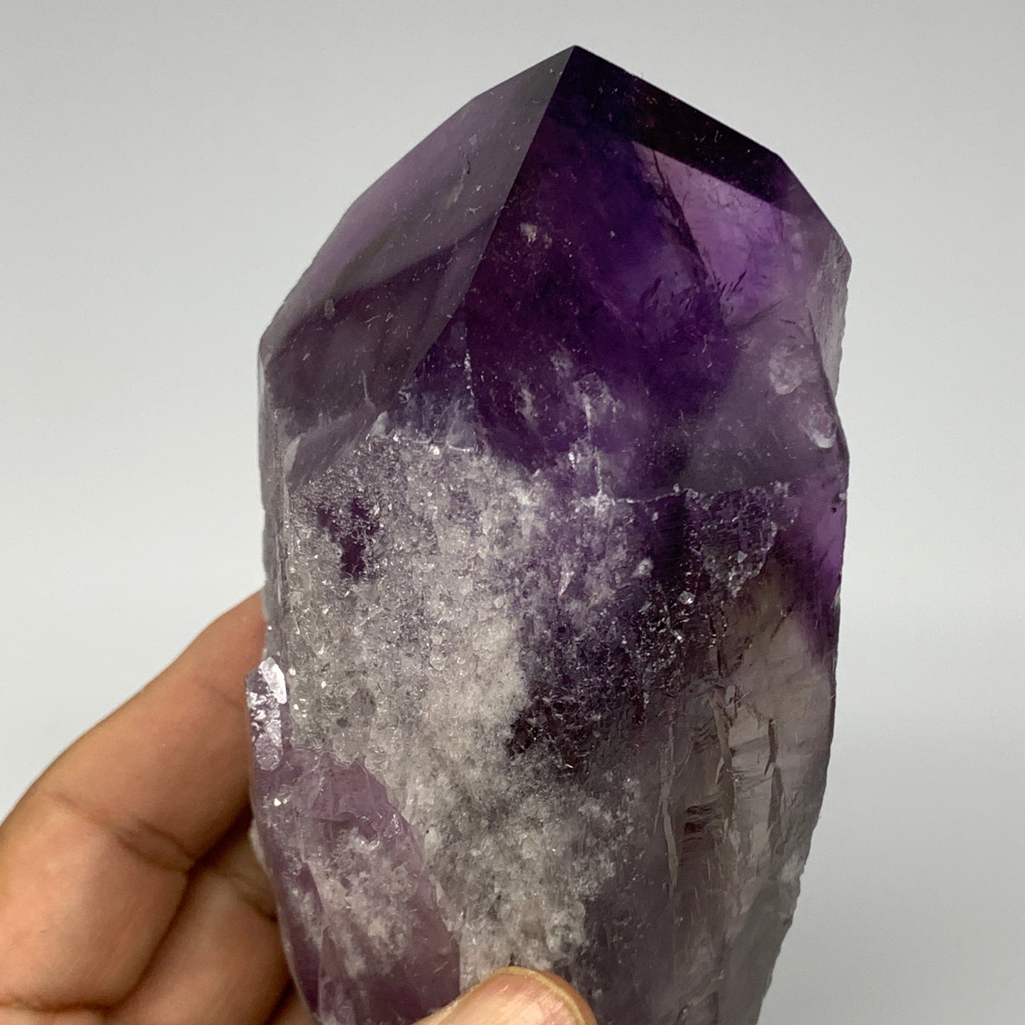 635g,6.2"x2.4"x2.1",Amethyst Point Polished Rough lower part from Brazil,B19117