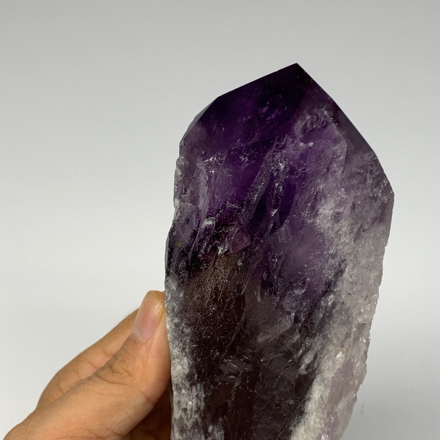 635g,6.2"x2.4"x2.1",Amethyst Point Polished Rough lower part from Brazil,B19117