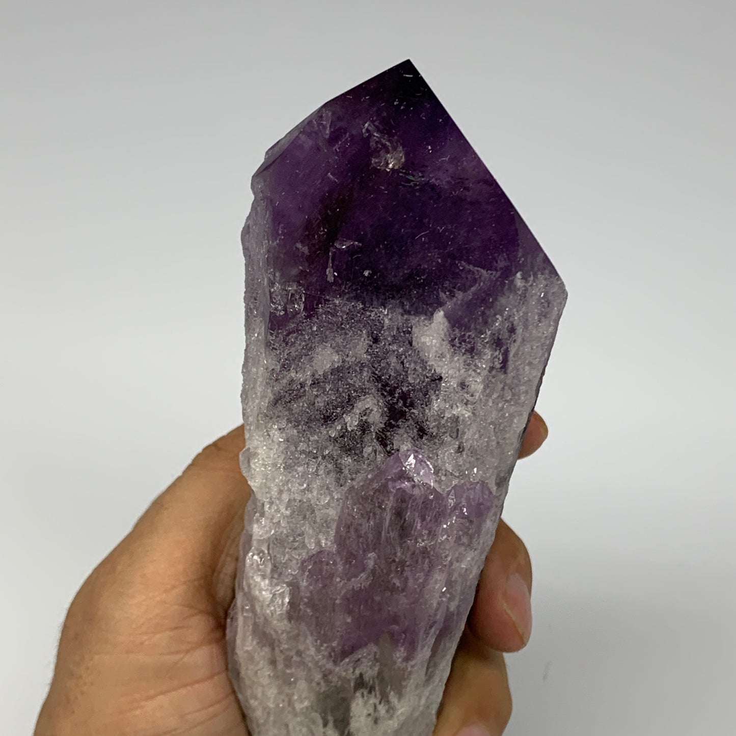 635g,6.2"x2.4"x2.1",Amethyst Point Polished Rough lower part from Brazil,B19117