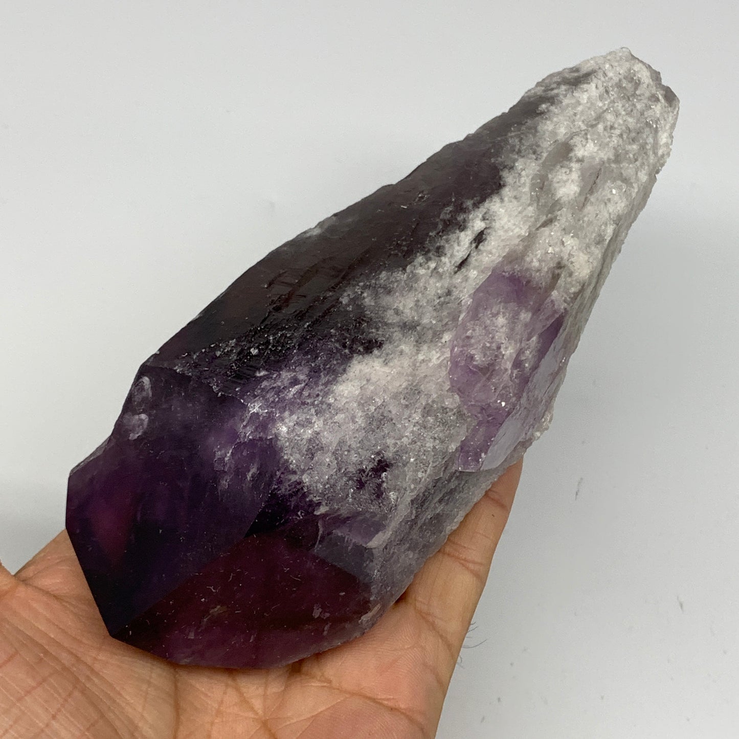 635g,6.2"x2.4"x2.1",Amethyst Point Polished Rough lower part from Brazil,B19117