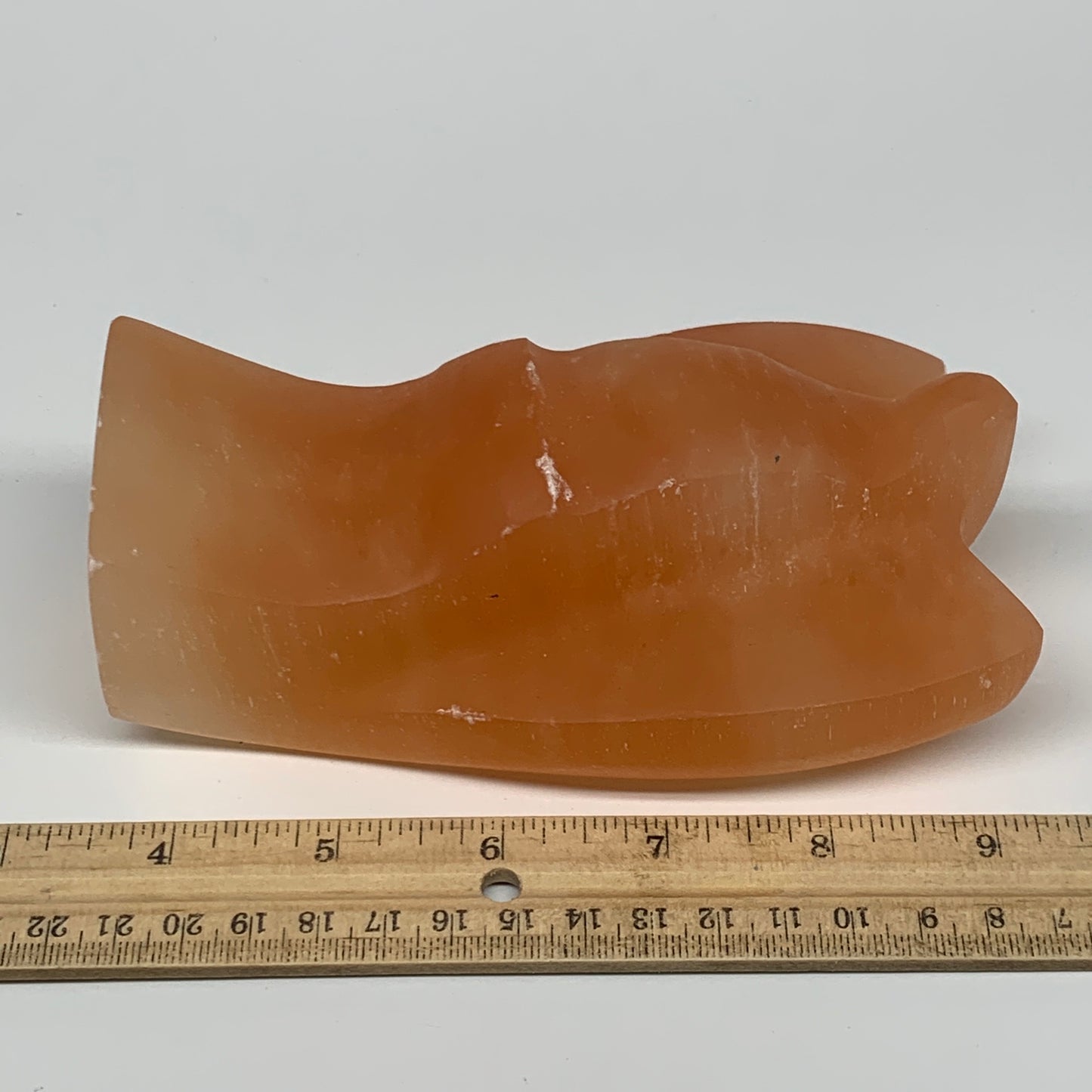 804g, 5.5"x3.1"x2.4" Orange Selenite (Satin Spar) Angel Crystal @Morocco,B9415