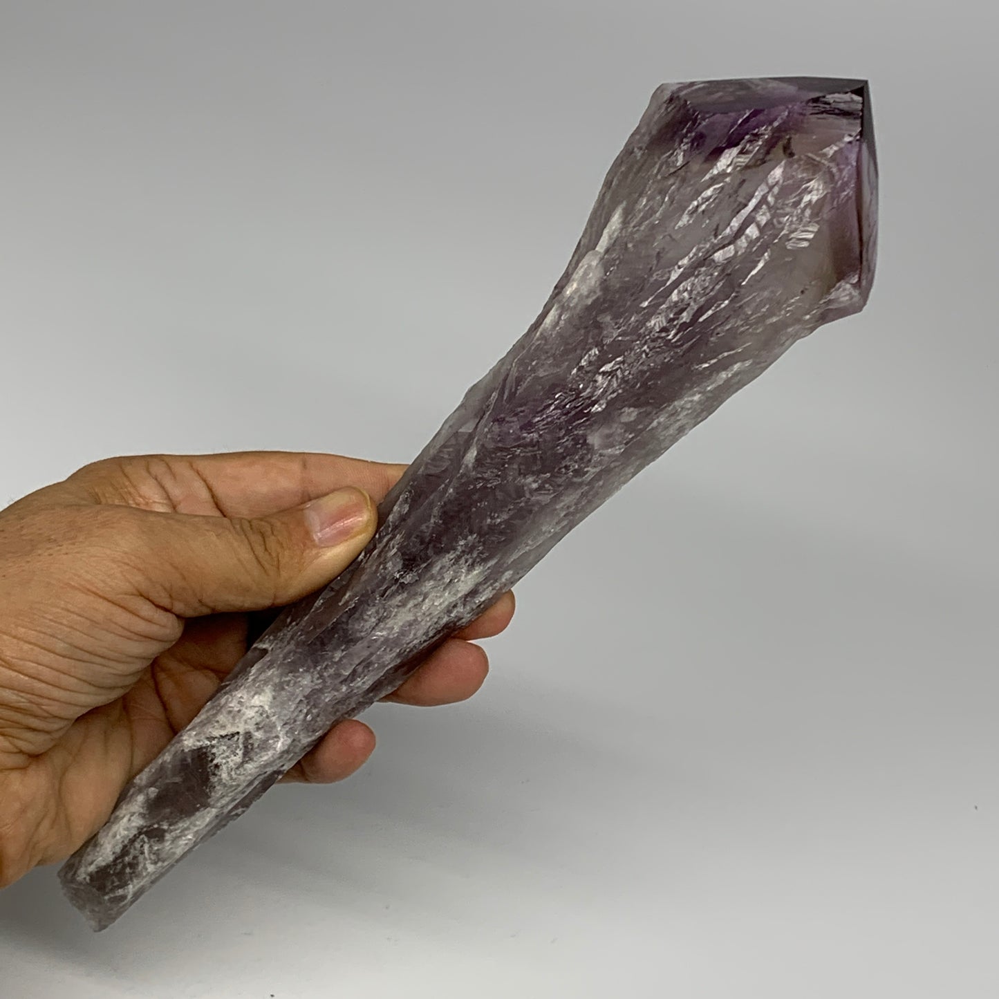 427.4g,9.75"x2.5"x1.3",Amethyst Point Polished Rough lower part from Brazil,B191