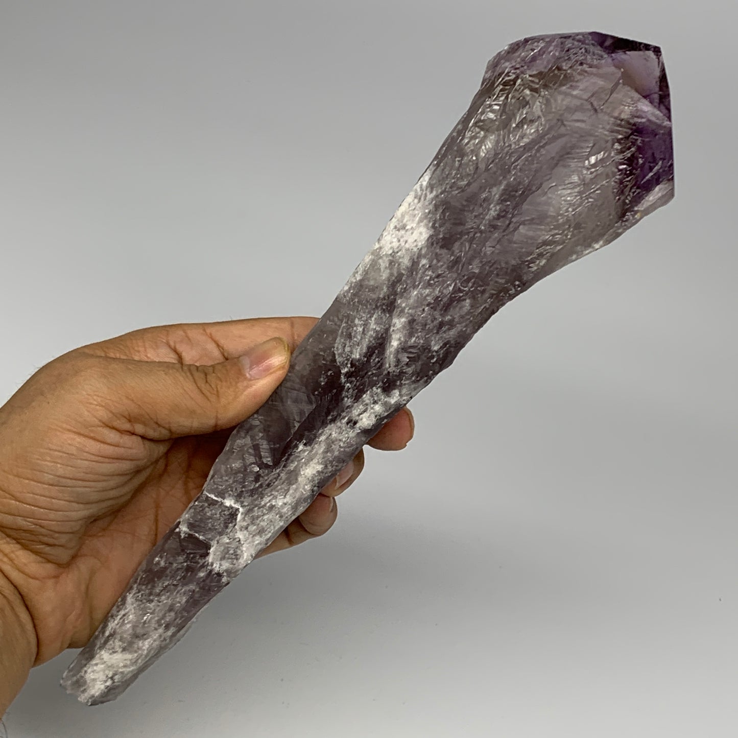 427.4g,9.75"x2.5"x1.3",Amethyst Point Polished Rough lower part from Brazil,B191