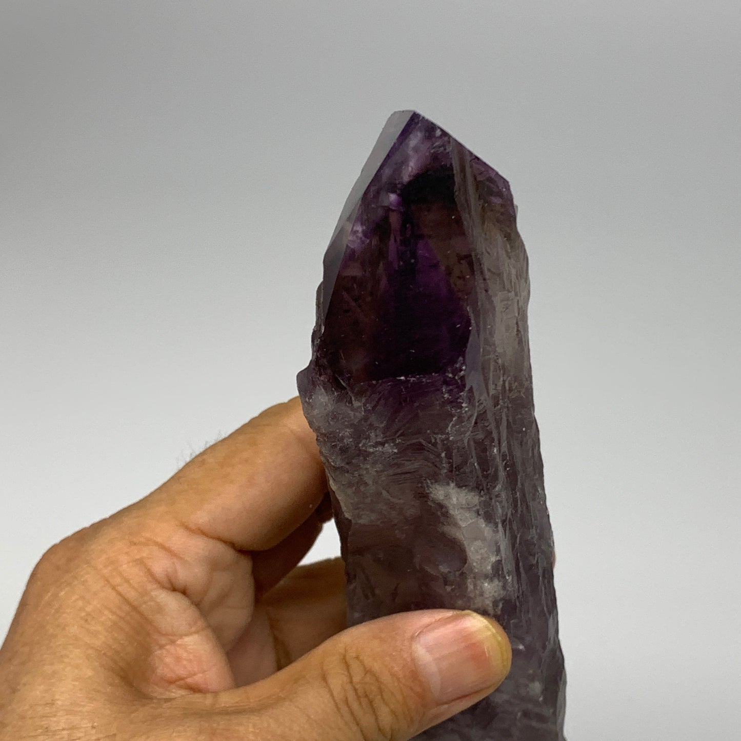 427.4g,9.75"x2.5"x1.3",Amethyst Point Polished Rough lower part from Brazil,B191