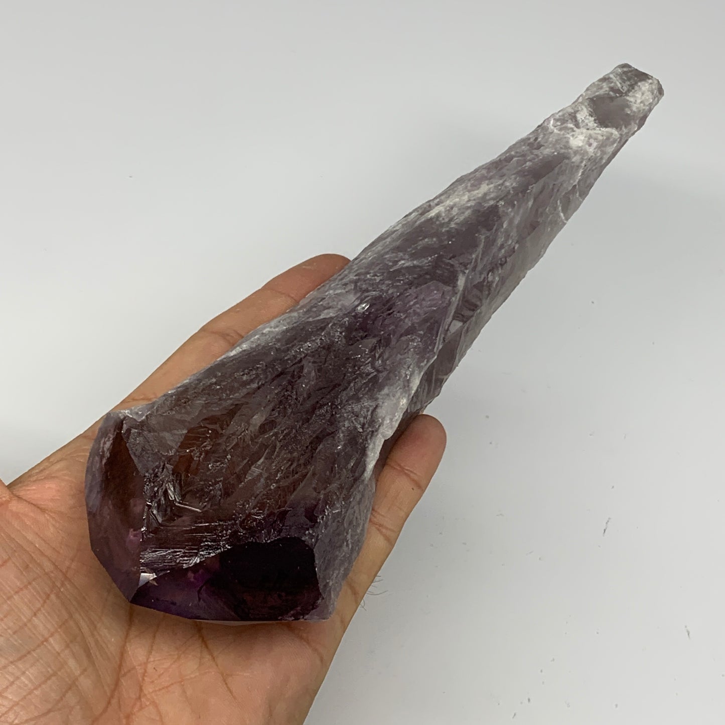 427.4g,9.75"x2.5"x1.3",Amethyst Point Polished Rough lower part from Brazil,B191