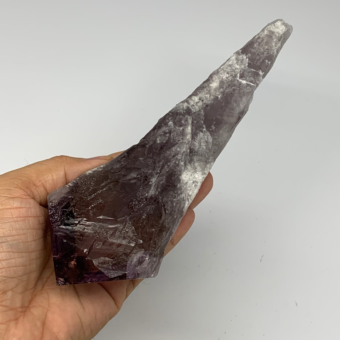 427.4g,9.75"x2.5"x1.3",Amethyst Point Polished Rough lower part from Brazil,B191