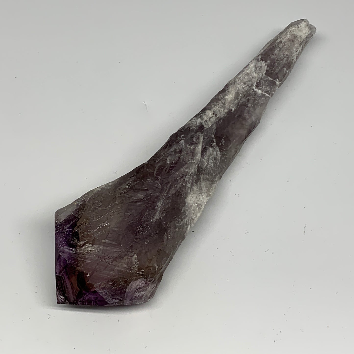 427.4g,9.75"x2.5"x1.3",Amethyst Point Polished Rough lower part from Brazil,B191