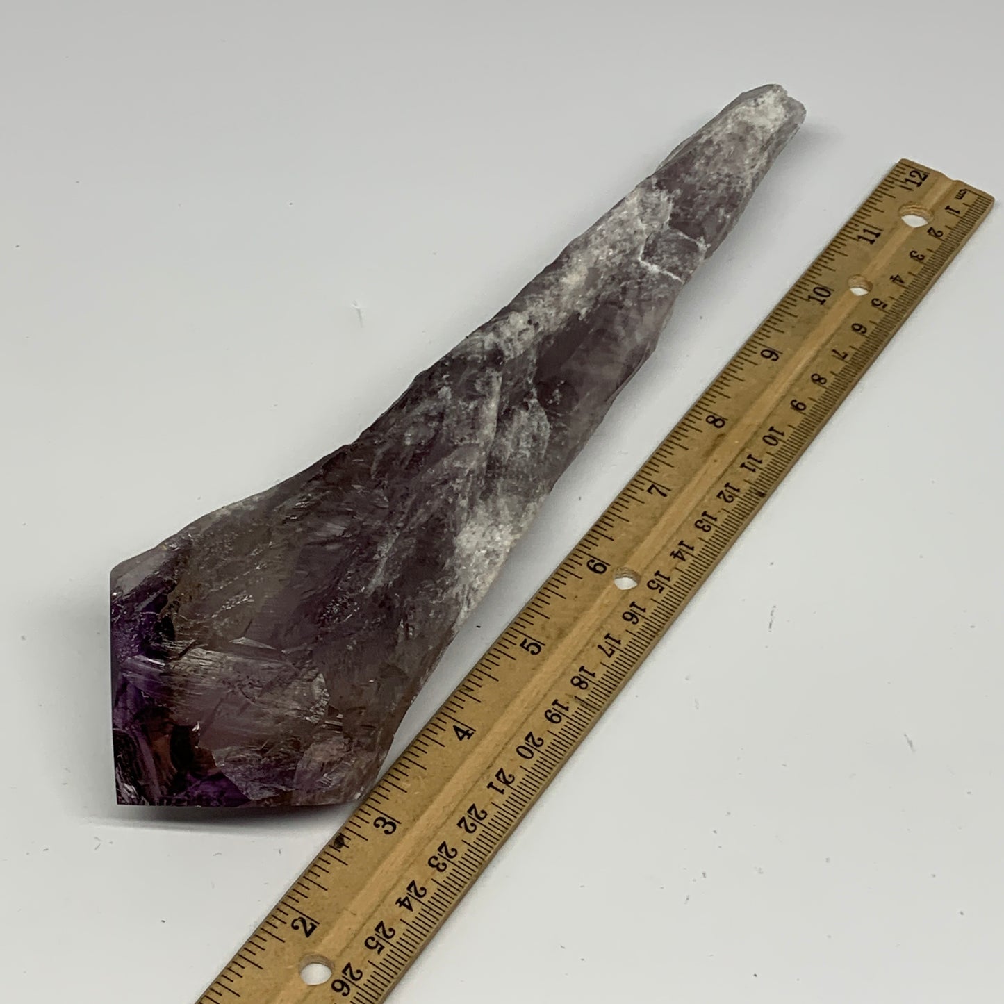 427.4g,9.75"x2.5"x1.3",Amethyst Point Polished Rough lower part from Brazil,B191