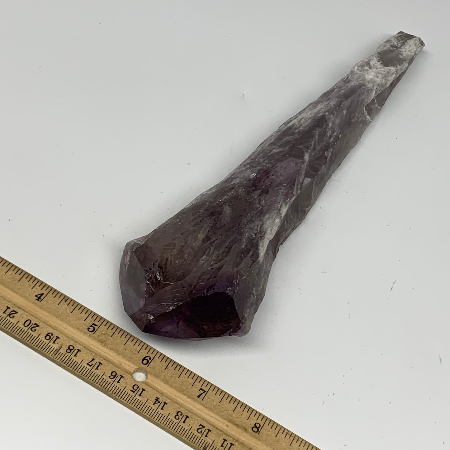 427.4g,9.75"x2.5"x1.3",Amethyst Point Polished Rough lower part from Brazil,B191