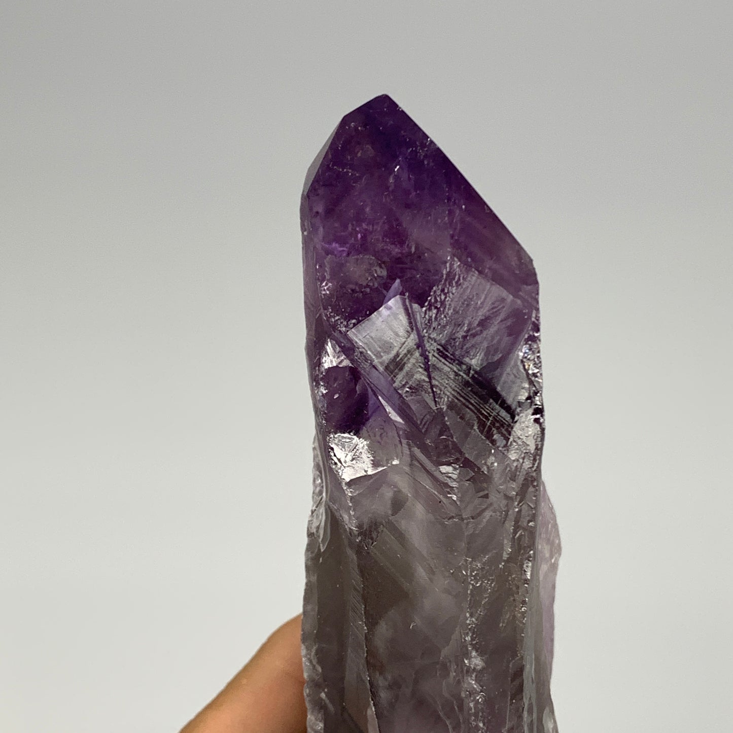535g,7.7"x2.4"x1.4",Amethyst Point Polished Rough lower part from Brazil,B19120