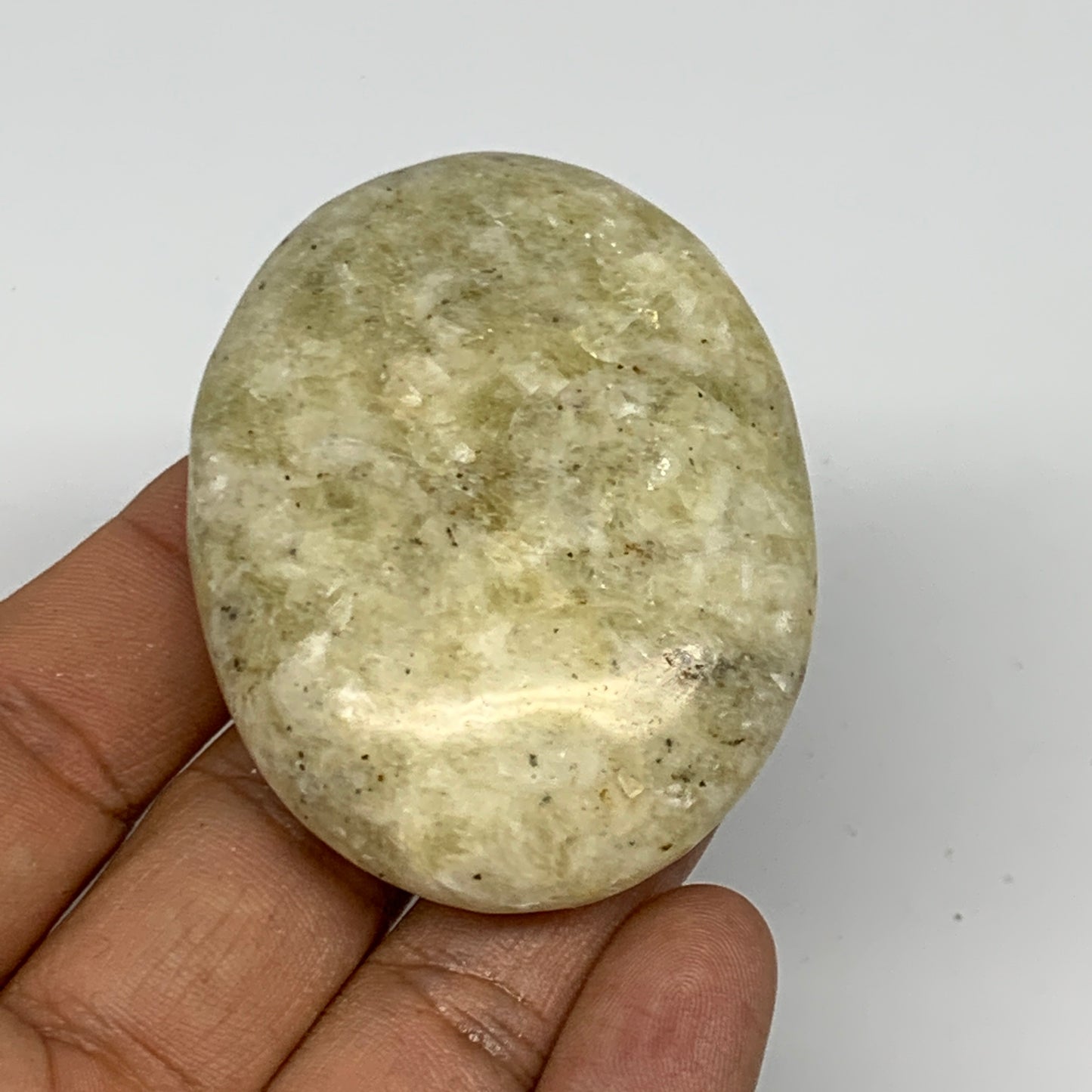 76g, 2.4"x1.8"x0.7", Natural Yellow Calcite Palm-Stone Crystal Polished Reiki, B