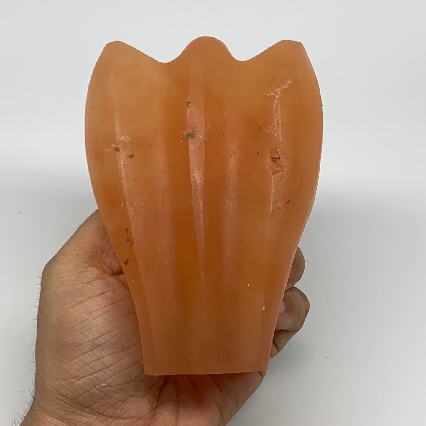 684g, 4.8"x3.4"x2.2" Orange Selenite (Satin Spar) Angel Crystal @Morocco,B9419