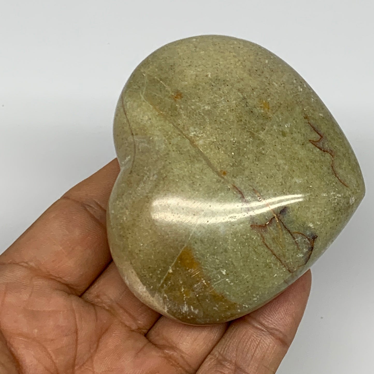 166.6g,2.4"x2.8"x1.4", Green Opal Heart Polished Gemstone @Madagascar, B17595