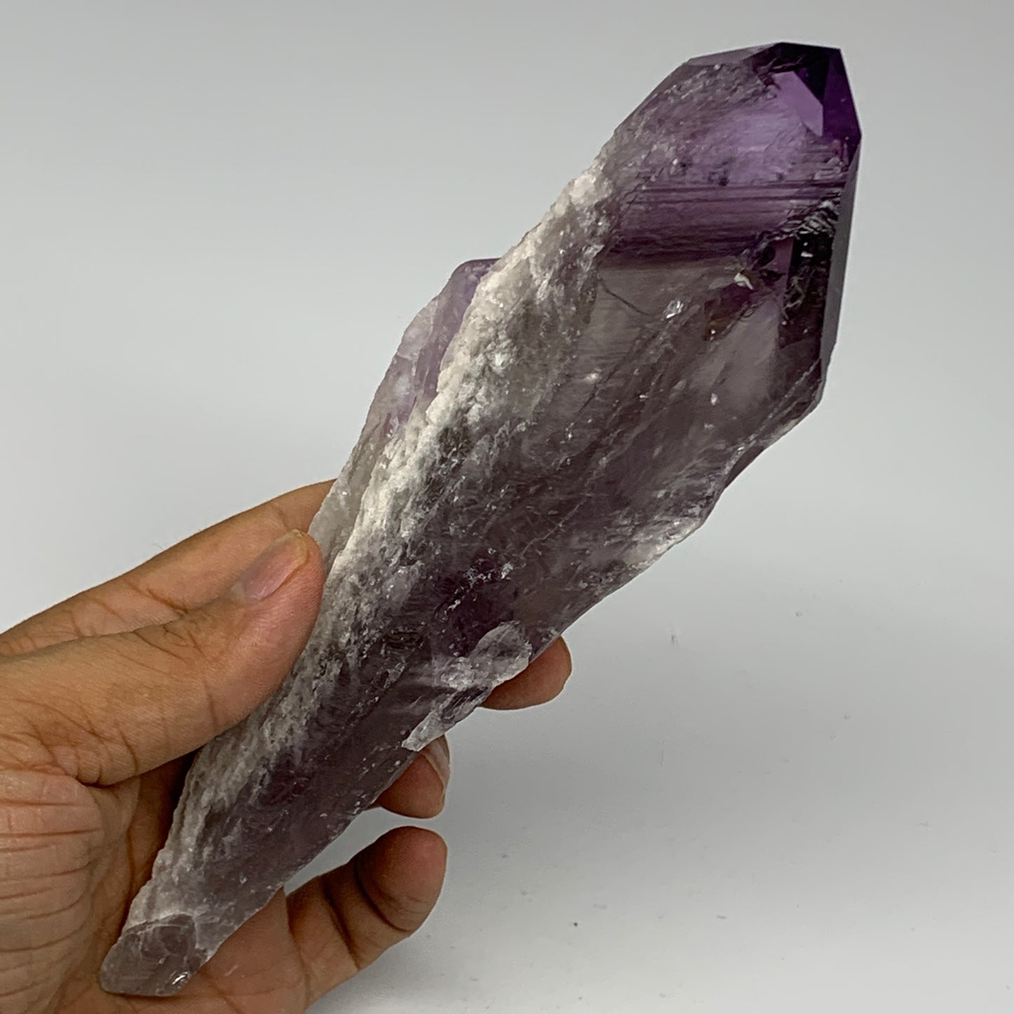 283.5g,7.1"x2.1"x1.2",Amethyst Point Polished Rough lower part from Brazil,B1912