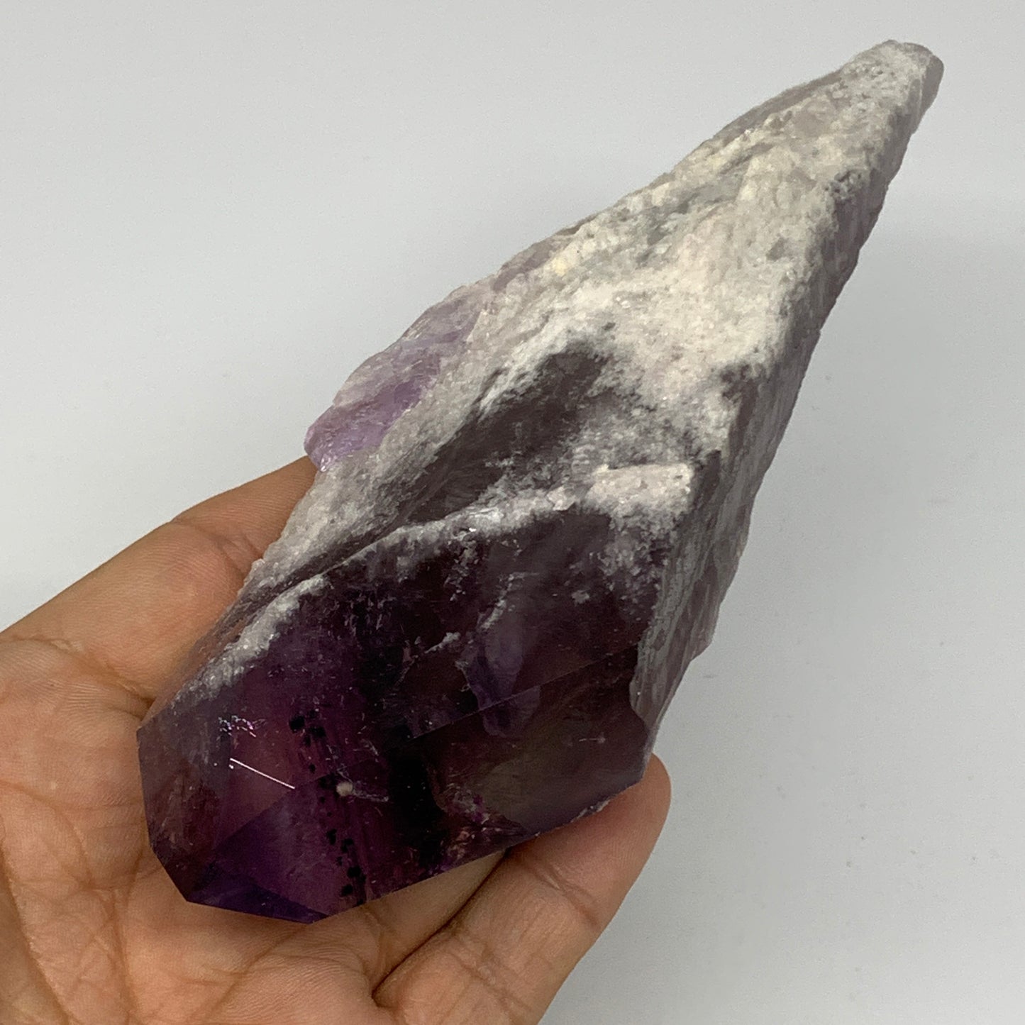 283.5g,7.1"x2.1"x1.2",Amethyst Point Polished Rough lower part from Brazil,B1912