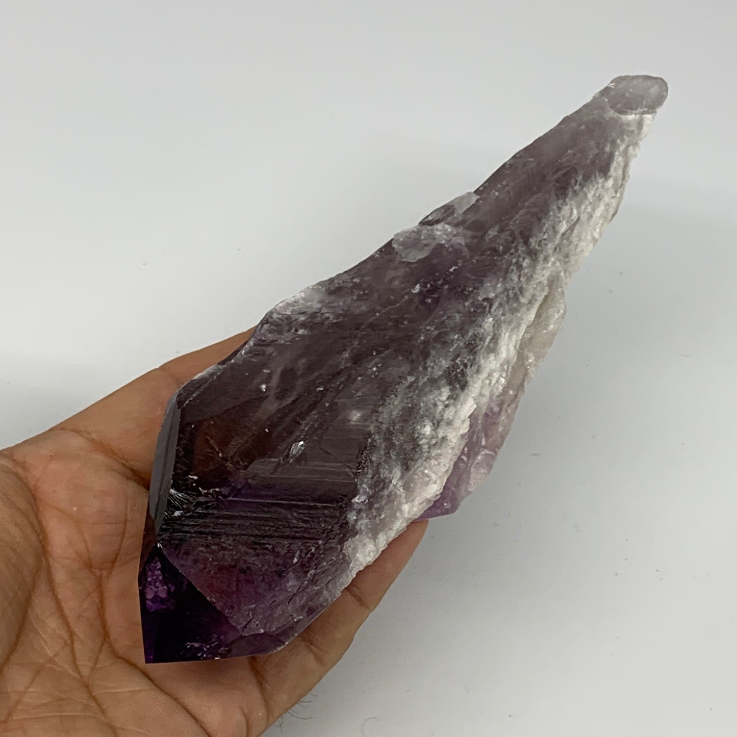 283.5g,7.1"x2.1"x1.2",Amethyst Point Polished Rough lower part from Brazil,B1912