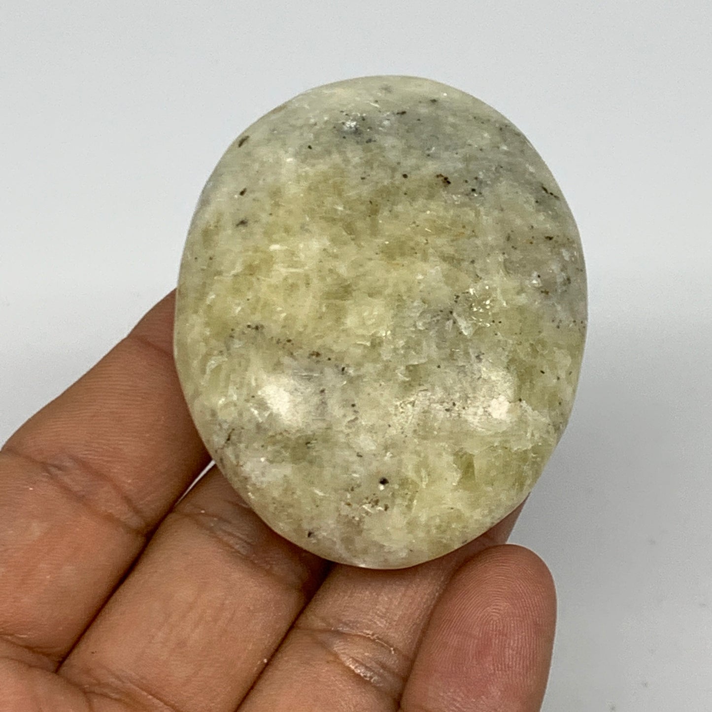 83g, 2.3"x1.8"x0.8", Natural Yellow Calcite Palm-Stone Crystal Polished Reiki, B