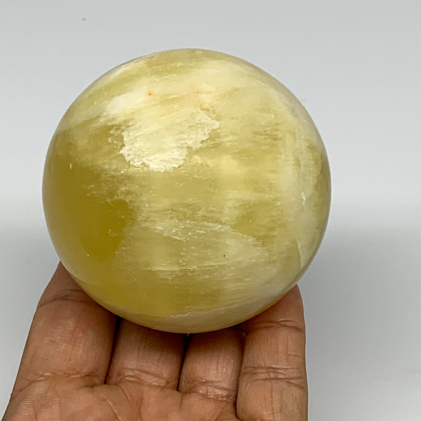 498.4g,2.7"(68mm) Lemon Calcite Sphere Gemstone,Healing Crystal,B26001
