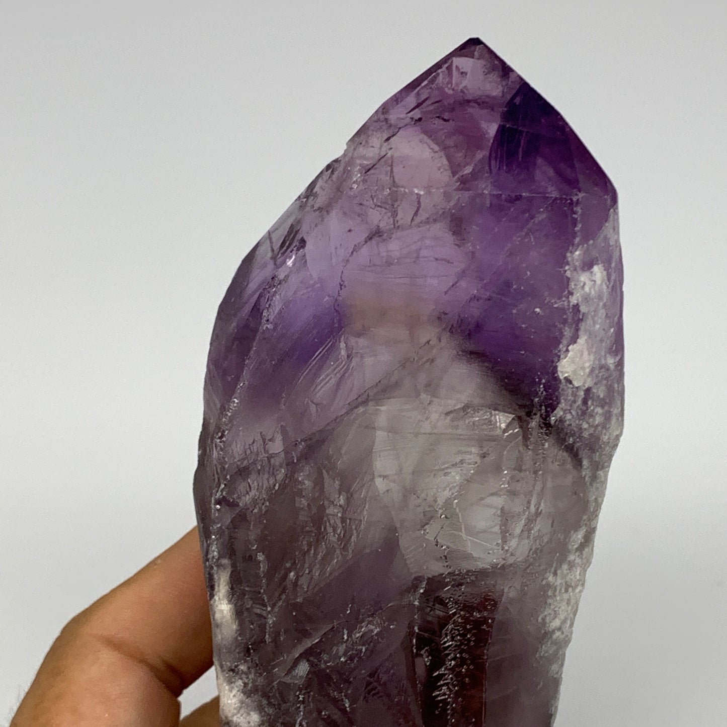 339.6g,6"x2.3"x1.3",Amethyst Point Polished Rough lower part from Brazil,B19129