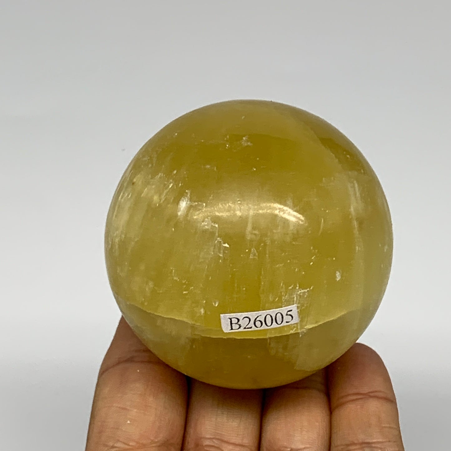 377.9g,2.5"(63mm) Lemon Calcite Sphere Gemstone,Healing Crystal,B26005